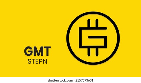 Stepn GMT coin cryptocurrency 3d logo isolated on yellow background with copy space. vector illustration of Stepn banner design concept. svg