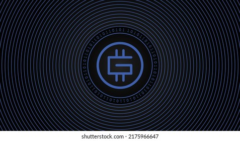 Stepn (GMT) crypto currency coin logo banner. Line art financial technology concept vector illustration background. svg