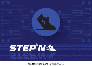 Stepn GMT crypto currency vector illustration block chain based symbol and logo on futuristic digital background. Decentralized money technology illustration. technology background and banner template svg
