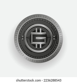 STEPN (GMT) cryptocurrency Silver coin svg
