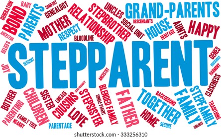 Stepparent word cloud on a white background. 