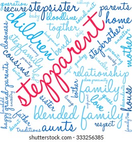 Stepparent word cloud on a white background. 