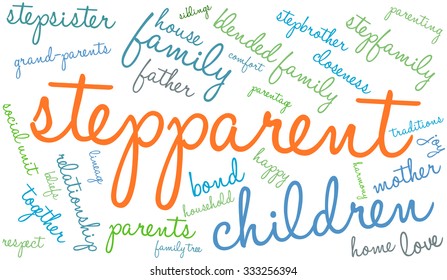Stepparent word cloud on a white background. 