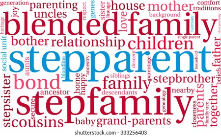 Stepparent word cloud on a white background. 