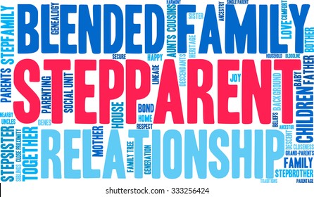 Stepparent word cloud on a white background. 