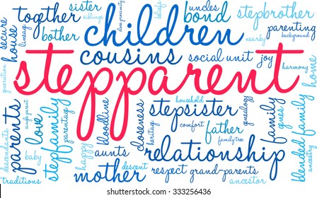 Stepparent word cloud on a white background. 