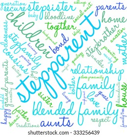 Stepparent word cloud on a white background. 