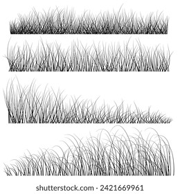 Steppe grass brush set for illustrator. Vector illustration. Sketch for creativity.