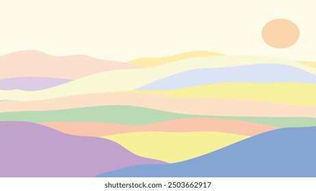 steppe hills landscape vector flat background