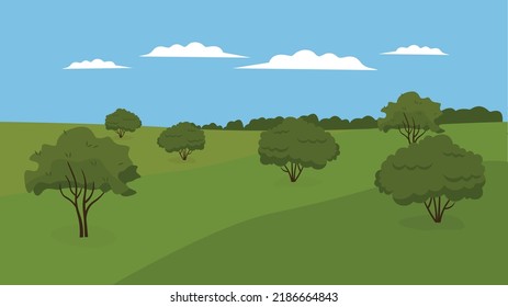 Steppe with small low trees