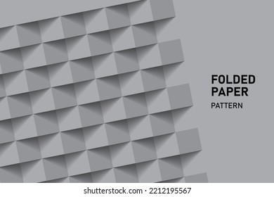 Papel doblado paso. Fondo abstracto de textura cuadrada moderna gris, estilo de arte de papel 3d que parece un diseño creíble. Patrón de papel acordeón. Ilustración del vector