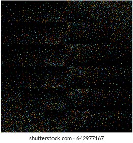 Stepped variation made of question marks on black background. Colored question points with multicolored strokes. Vector illustration.