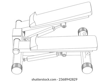 Stepper. Gym equipment on white background vector illustration. Different fitness equipment for muscle building. Workout and training concept.