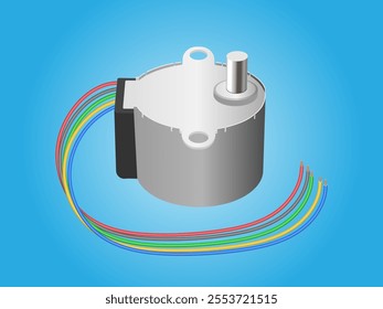 Stepper motor isolated on white background.