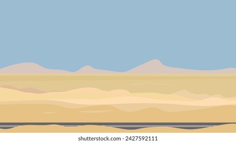 steppes landscape flat vector background illustration