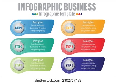 Steps 6 six or option 6 six infographic design. business infographic concept for presentations, banner, workflow layout, process diagram, flow chart and how it work