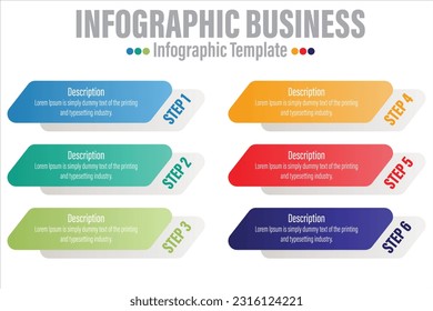 Paso 6 seis o opción 6 seis diseño infográfico. concepto de infografía de negocios para presentaciones, banner, diseño de flujo de trabajo, diagrama de procesos, diagrama de flujo y cómo funciona