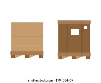 The steps before packing finished products for shipping to customers are vector illustrations.