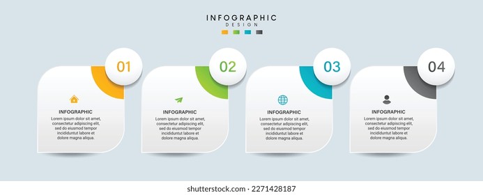 Steps business data visualization timeline process infographic template design with icons	