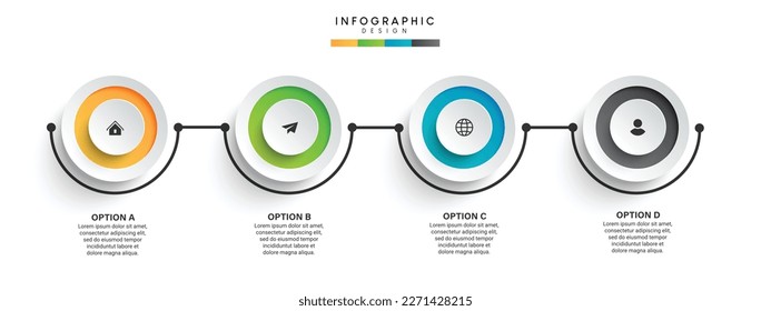Steps business data visualization timeline process infographic template design with icons	
