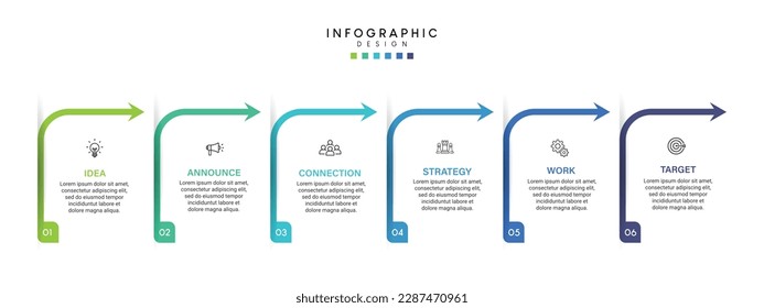 Steps business data visualization timeline process infographic template design with icons

