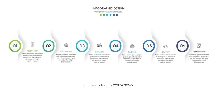 Steps business data visualization timeline process infographic template design with icons
