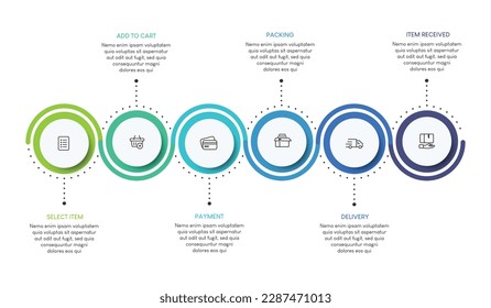 Steps business data visualization timeline process infographic template design with icons
