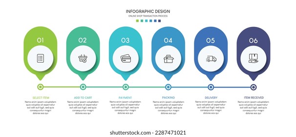Steps business data visualization timeline process infographic template design with icons
