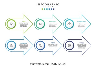 Steps business data visualization timeline process infographic template design with icons
