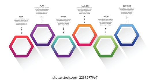 Steps business data visualization timeline process infographic template design with icons
