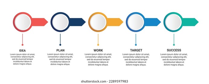 Steps business data visualization timeline process infographic template design with icons