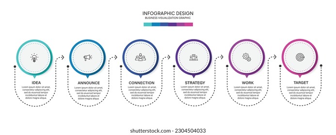 Steps business data visualization timeline process infographic template design with icons