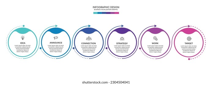Steps business data visualization timeline process infographic template design with icons