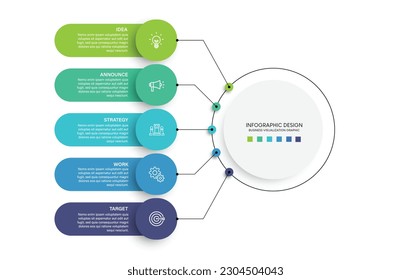 Pasos para la visualización de datos empresariales tiempo de proceso diseño de plantillas infográficas con iconos