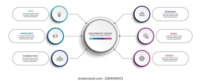 Steps business data visualization timeline process infographic template design with icons