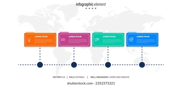 Steps business data visualization timeline process infographic template design with icons
