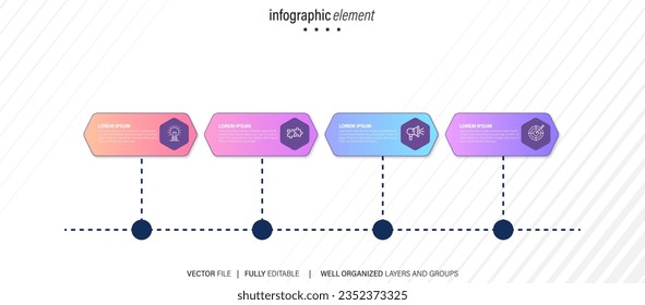 Steps business data visualization timeline process infographic template design with icons
