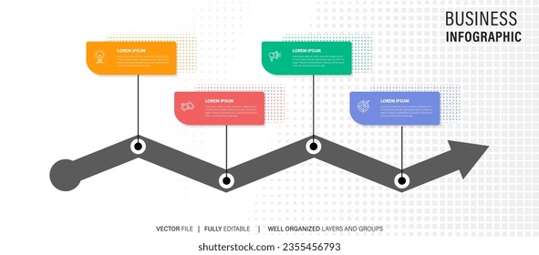 Steps business data visualization timeline process infographic template design with icons
