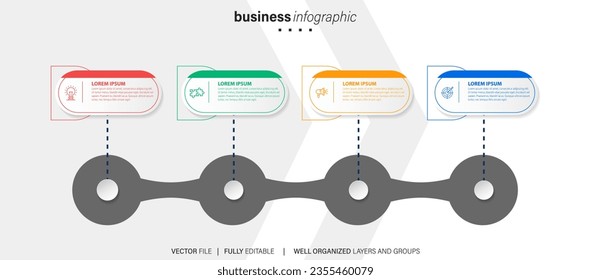 Steps business data visualization timeline process infographic template design with icons
