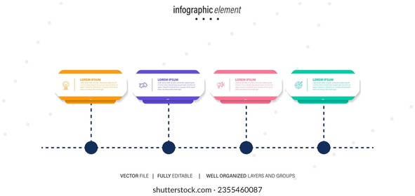 Steps business data visualization timeline process infographic template design with icons
