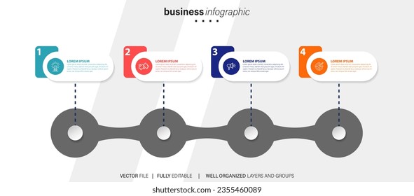 Steps business data visualization timeline process infographic template design with icons
