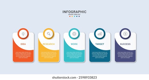 Steps business data visualization timeline process infographic template design with icons