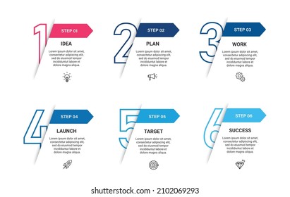 Pasos diseño de plantillas de infografía de línea de tiempo de negocios