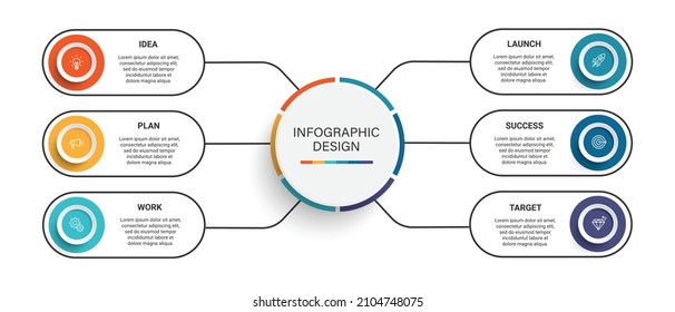 Pasos diseño de plantillas de infografía de línea de tiempo de negocios