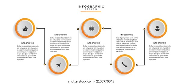 Pasa por el diseño de plantillas de infografía de procesos de línea de tiempo de negocios con iconos