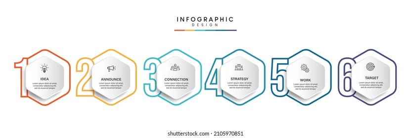 Steps business timeline process infographic template design with icons