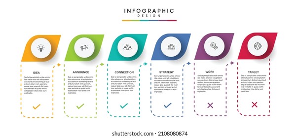 Steps business timeline process infographic template design with icons