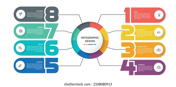 Steps business timeline process infographic template design with icons