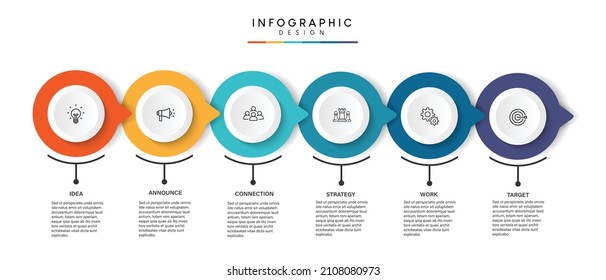 Steps business timeline process infographic template design with icons