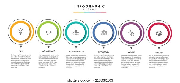 Steps business timeline process infographic template design with icons